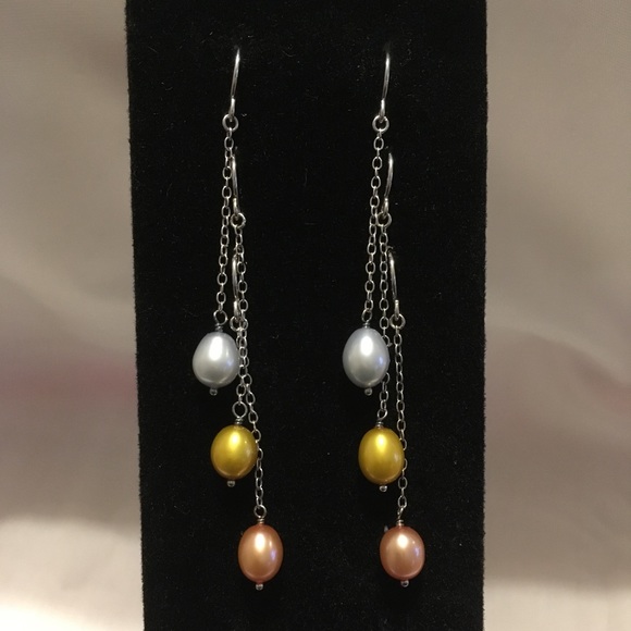 Honora Pearl EarringsPink Silver Gold Freshwater Cultured Set of 3